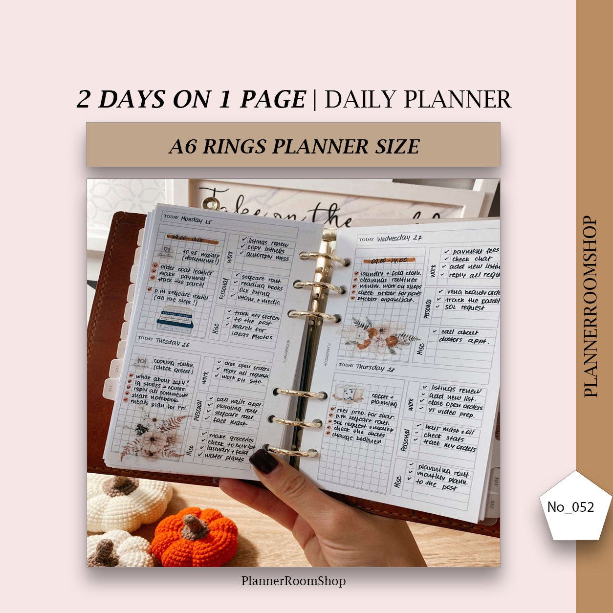 A6 Daily Insert, Printable Daily Planner Pages, A6 Planner Inserts