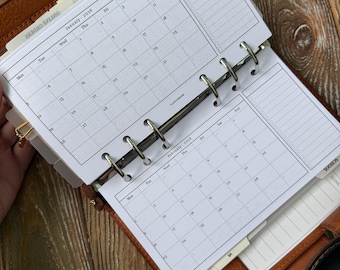 Personal - 2026 Month on a Page with Notes, Printable Personal Rings Planner Inserts, Dated Monthly Planner, Filofax, Ring Bound Refills 324