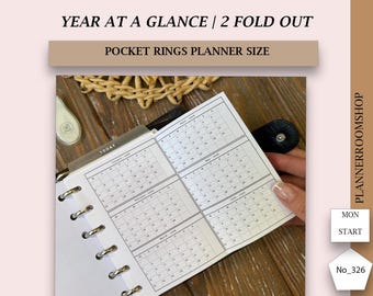 2026 Fold out, Dated Yearly Overview printable planner for Pocket rings planner size, 326