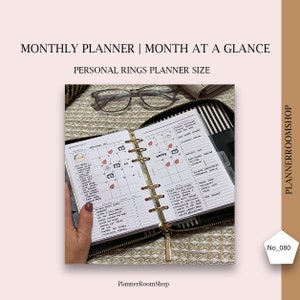 Month on two pages Printables for personal size, undated monthly planner, Digital inserts for personal size, 080