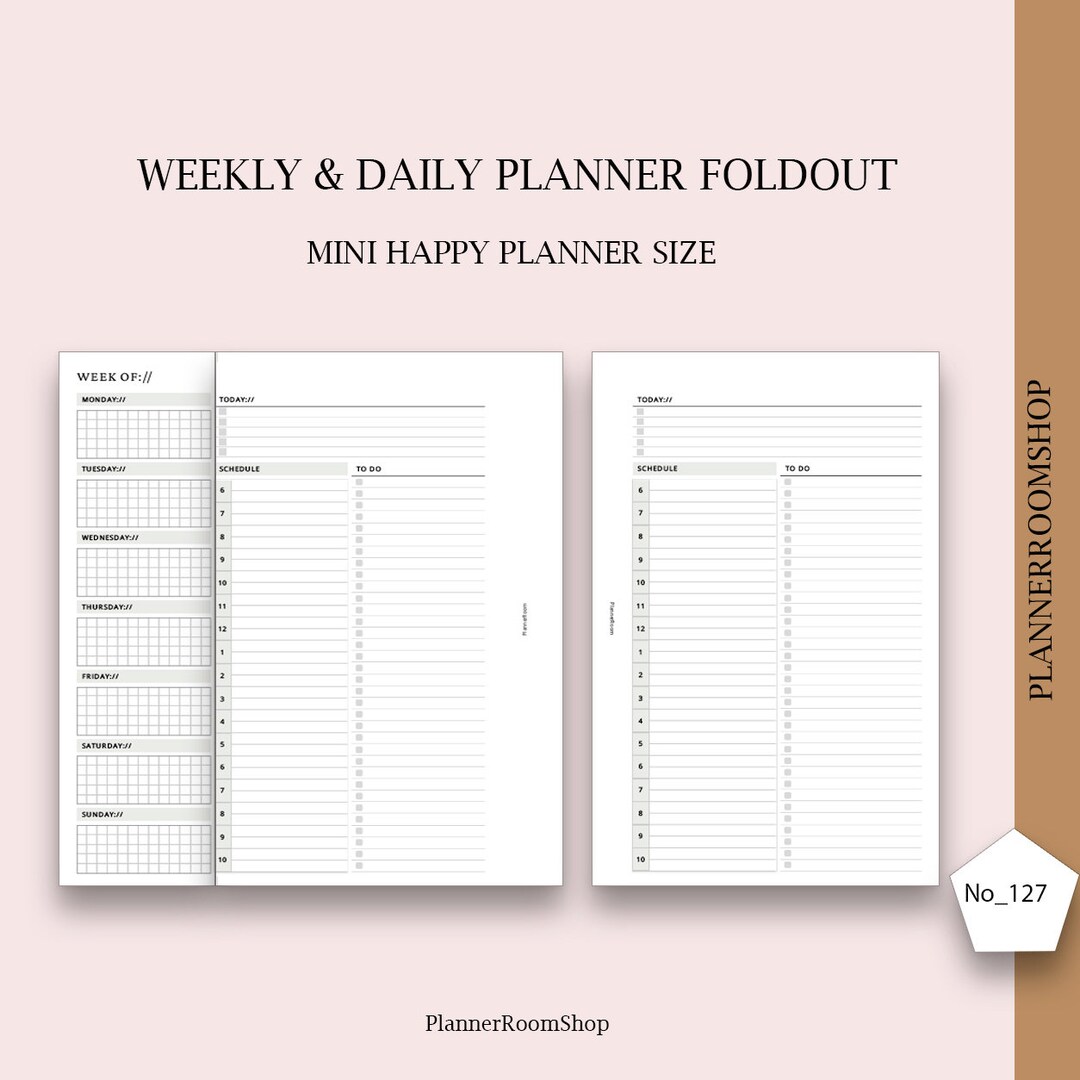 Weekly & Daily Foldout Printable Inserts, Mini Happy Planner, Weekly ...