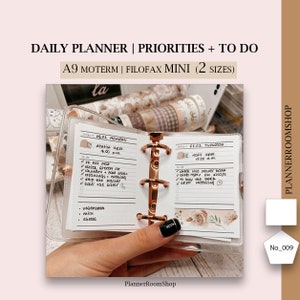 Filofax mini size, A9 moterm planner, daily planner, 3 rings inserts, 5 rings inserts, mini printable inserts, 009