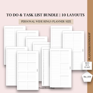 Printable To Do List, Daily To Do List, Personal wide Planner Inserts, To Do Organizer, Checklist inserts, Filofax Personal Refills, 059