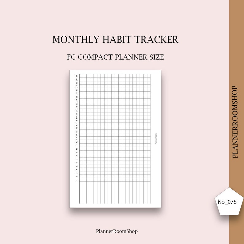 Monthly Habit Tracker, Printable Planner Insert, FC Compact Size ...