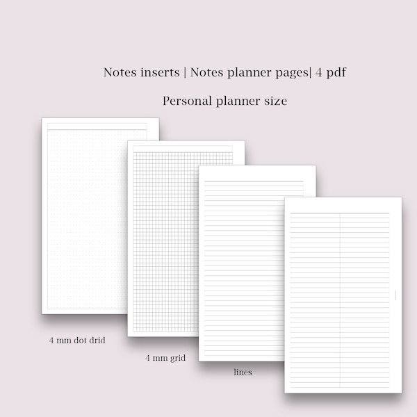 Dot Grid Lined Paper | Personal planner size | Printable Writing Paper | Study Note Template | Lecture Notes Taking