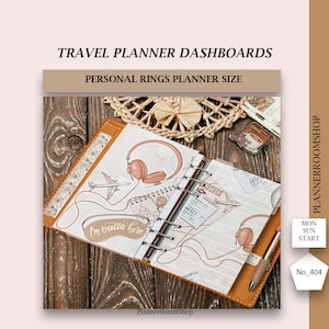 Travel Vibe Planner Insert , Dashboard Or Cover set For Your Rings Planner fits Personal, Medium size, 404