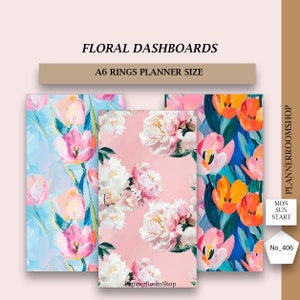 Printable dashboards planner cover, Vellum dashboard, Floral printable, Printable cover, Section dividers, 406
