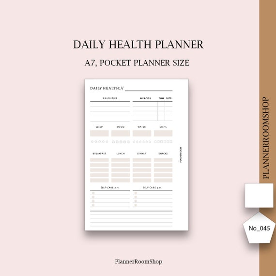 Fitness Planner Printable A7 Pocket Inserts Health Planner - Etsy