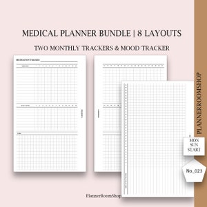 Medical planner, 8 pdf Printables for A6 rings planner size, medicine, instant download, tracker, notes, visits, 023 image 8