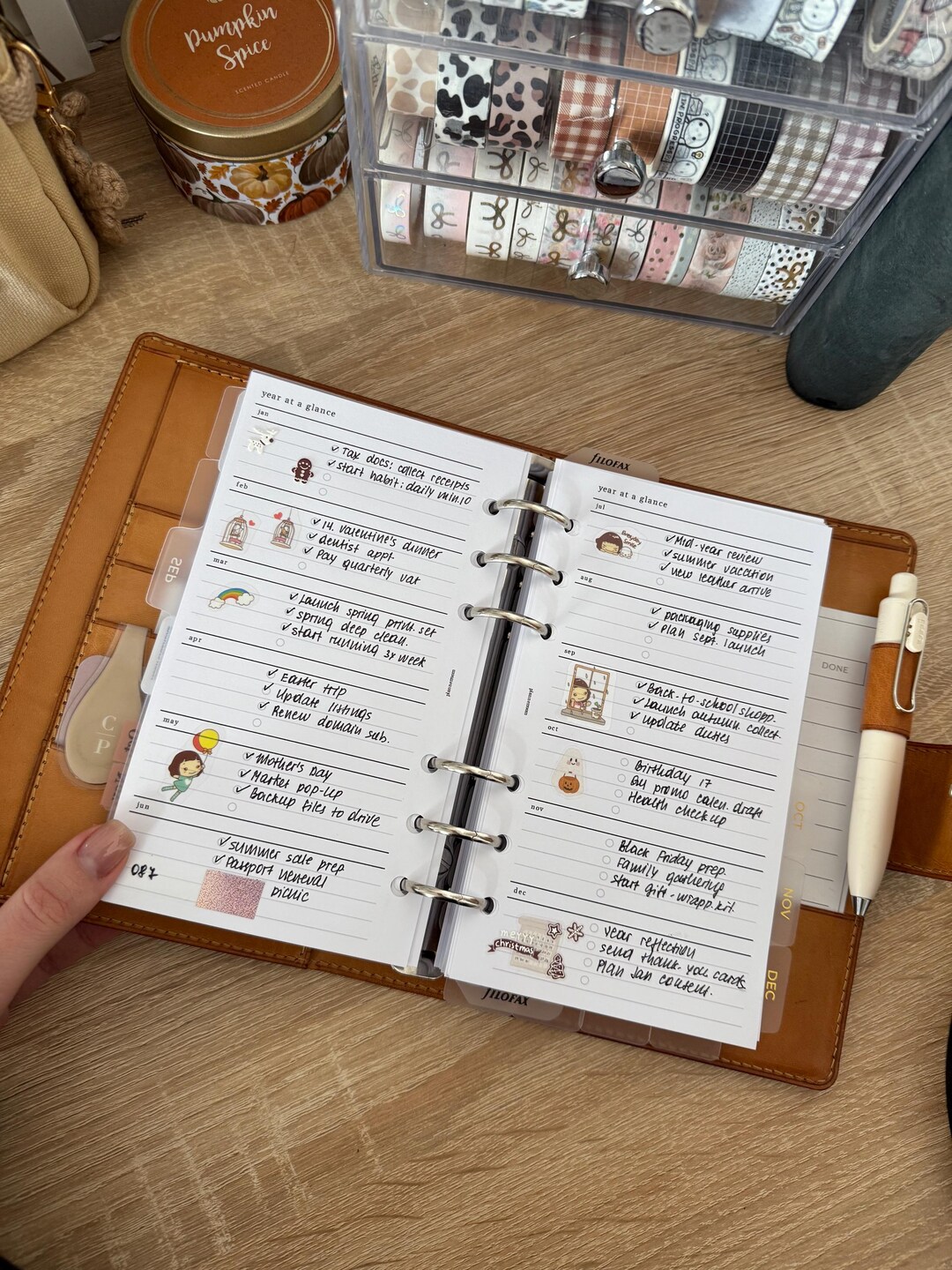 Personal Wide, Rings, Printable Year at a Glance, Yearly Overview ...