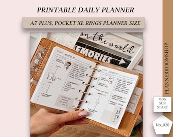 Daily Planner Printable Pocket Size, Daily Planners and Organizers, Agenda Printable, Daily Schedule Filofax Pocket Inserts Refill, 020