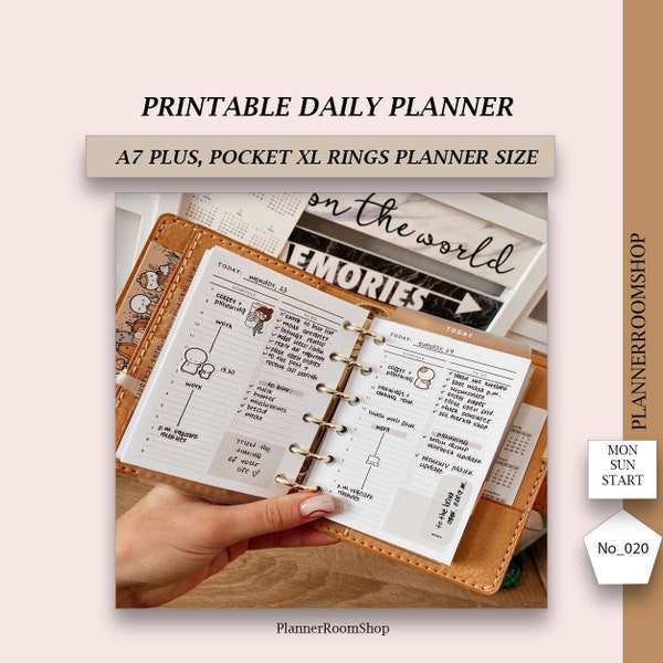 Daily Planner Printable Pocket Size, Daily Planners and Organizers, Agenda Printable, Daily Schedule Filofax Pocket Inserts Refill, 020