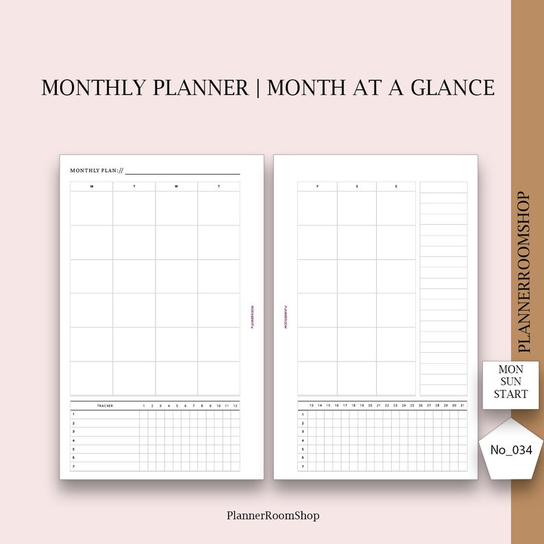 Monthly Planner Printable Pocket Planner Inserts Undated - Etsy