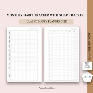 Happy Planner Dashboard Printable Habit, Sleep tracker, Happy Planner Dashboard Layout, Classic Happy Planner, Homebody Happy Planner 131