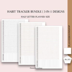 Half size yearly habit tracker, Monthly Goal Tracker, Habit Tracker Printable Half Letter Planner Inserts, Habit Plan, Fitness Tracker Goal