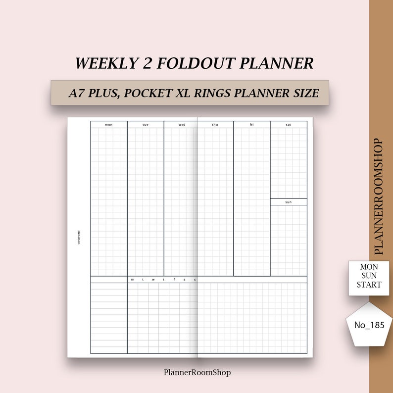 Printable ADHD Weekly Foldout Planner Adult, Weekly Inserts, Minimal