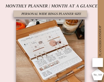 Printable ADHD monthly planner adult for A5 rings planner size, Monthly agenda planner inserts, Monthly template layout 169