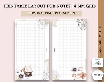Printable Notes Template for Personal, Medium MM rings planner size, Notes pages, Study notes inserts, Note taking,Planner printable, 159