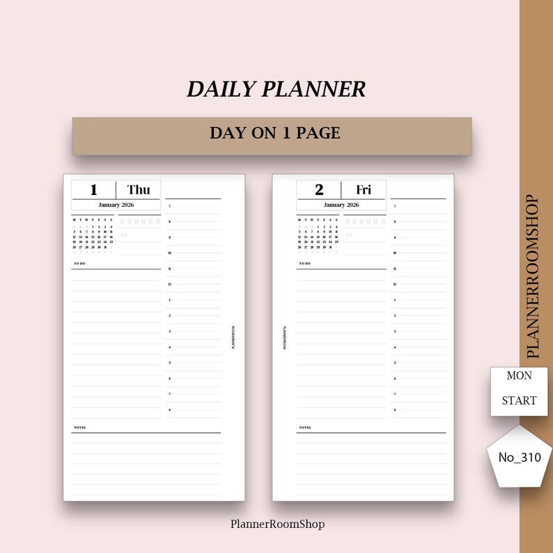 Printable 2026 Dated ADHD Daily Planner, Day on 1 Page for Personal ...