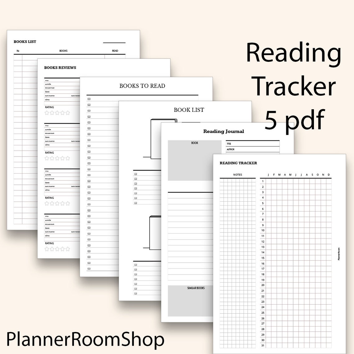 Bookshelf tracker. Books tracker Reading journal Printables Etsy