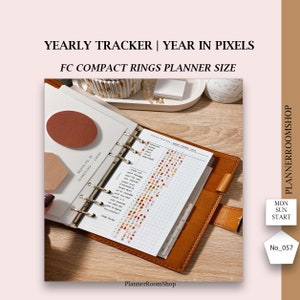 Mood Tracker Maandelijks Jaarlijks Mood Chart Mood Planner, Jaar in Pixels, FC Compact planner, PDF Printable Inserts, 057