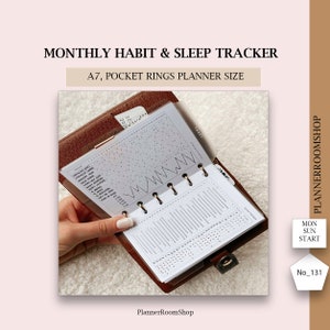 Pocket printable minimalist inserts, PM size printable refill for monthly habit and sleep tracker, A7 pages, Filofax pocket refill,  131