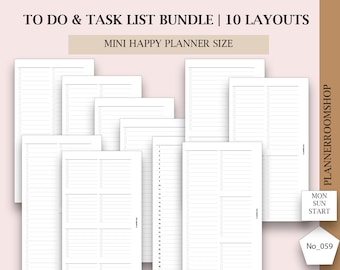 Lista rzeczy do zrobienia do druku, Happy Planner Mini, Wkładki do listy zadań do planerów Disckbound, Lista organizatora, 059