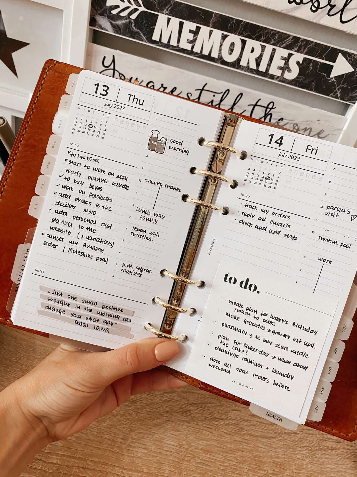 Printable 2025 dated ADHD daily planner, Day on 1 page for Personal Filofax ring binders agenda, Monthly calendar on Day planner, 310