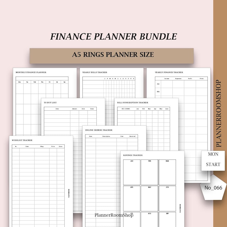 Printable budget planner, A5 inserts, Budget binder, Expense planner, Income tracker, Bills tracker, Digital finance planner, 066 image 1