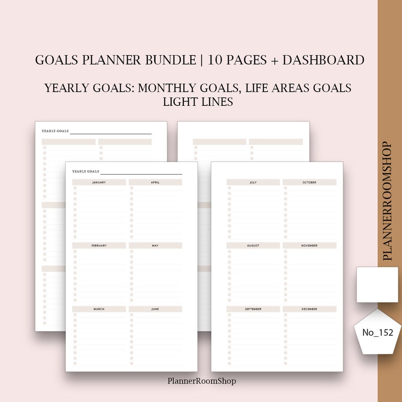Digital Goal Planner Bundle, Goal Setting, Printable Goal Tracker ...