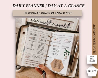 ADHD planner adult, Personal Planner Inserts Printable, Daily Inserts, Foxy Fix Personal, Filofax Personal Daily Grid Inserts, 072