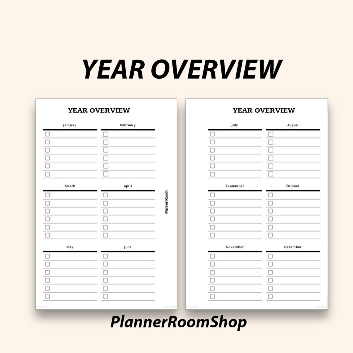 Pocket Size Calendar Printable Year at A Glance Yearly | Etsy