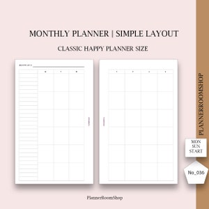 Classic Happy Planner Inserts, Happy Planner Inserts Printable, Monthly Undated Inserts, Happy Planner Printable  Inserts Editable, 036