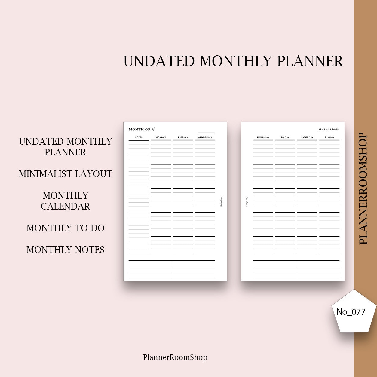 Monthly Planner A6 Inserts Printable Monthly Notes Monthly - Etsy