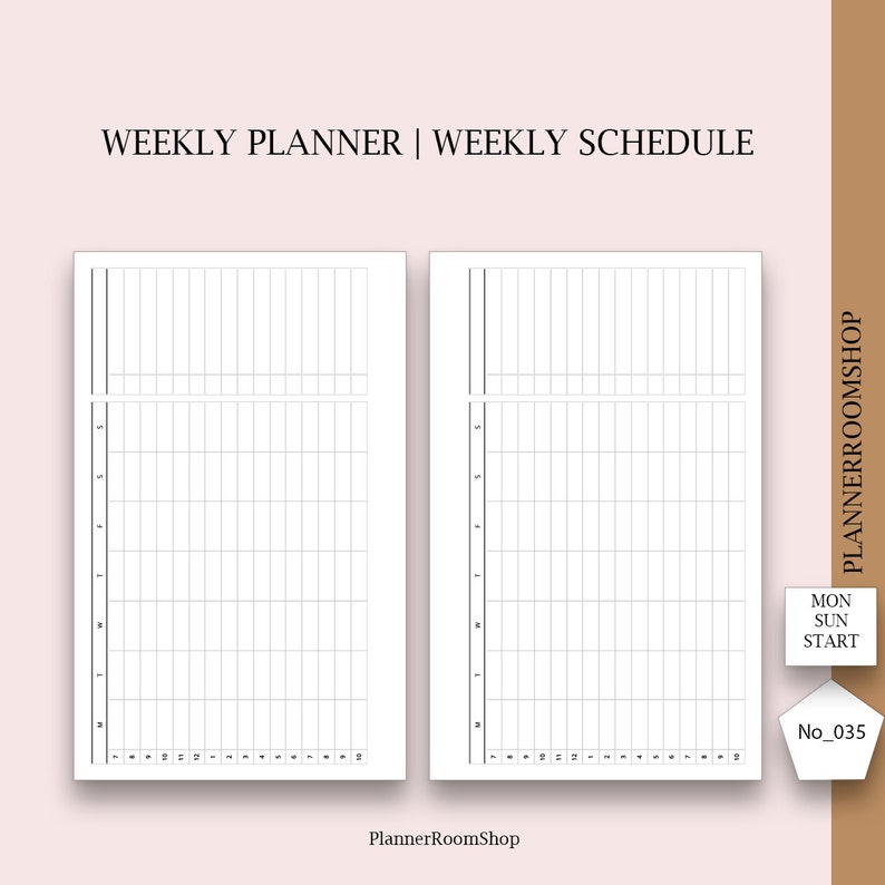 Week at a Glance, Half Letter Printable Planner Inserts, Weekly Planner ...
