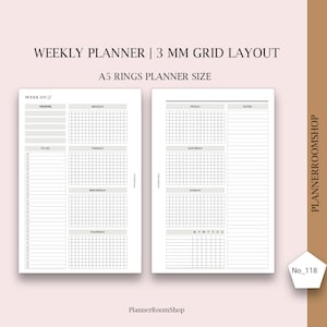 Weekly agenda printable inserts, A5 size inserts, Weekly schedule, Weekly printable pages, Weekly planner template, PDF pages