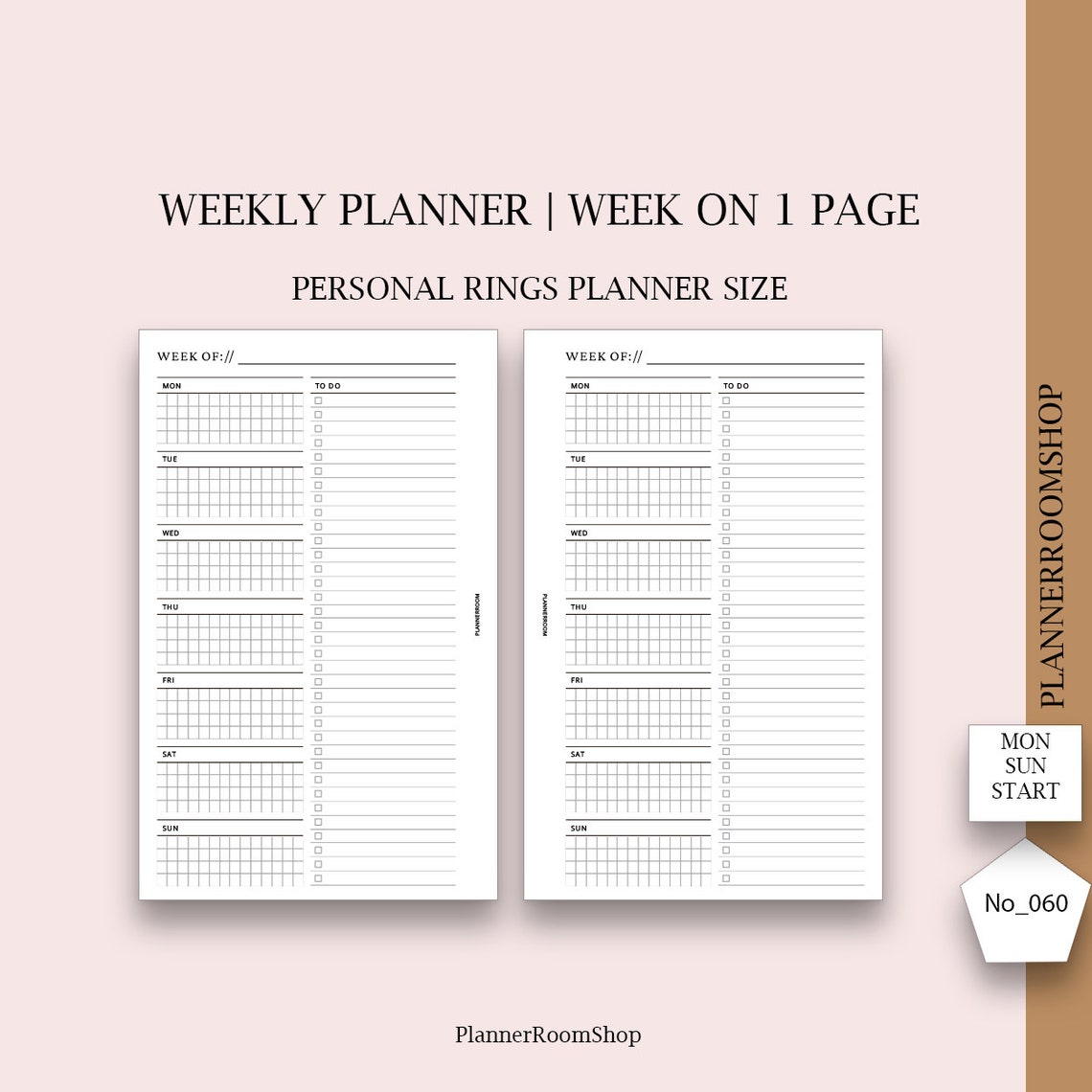 Week on One Page Printable Personal Inserts, Weekly 1 Page Vertical ...