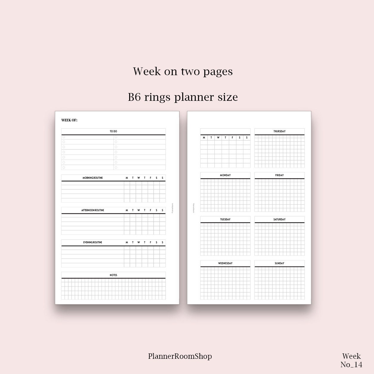 Horizontal Weekly Planner B6 Planner Inserts Weekly Agenda Etsy