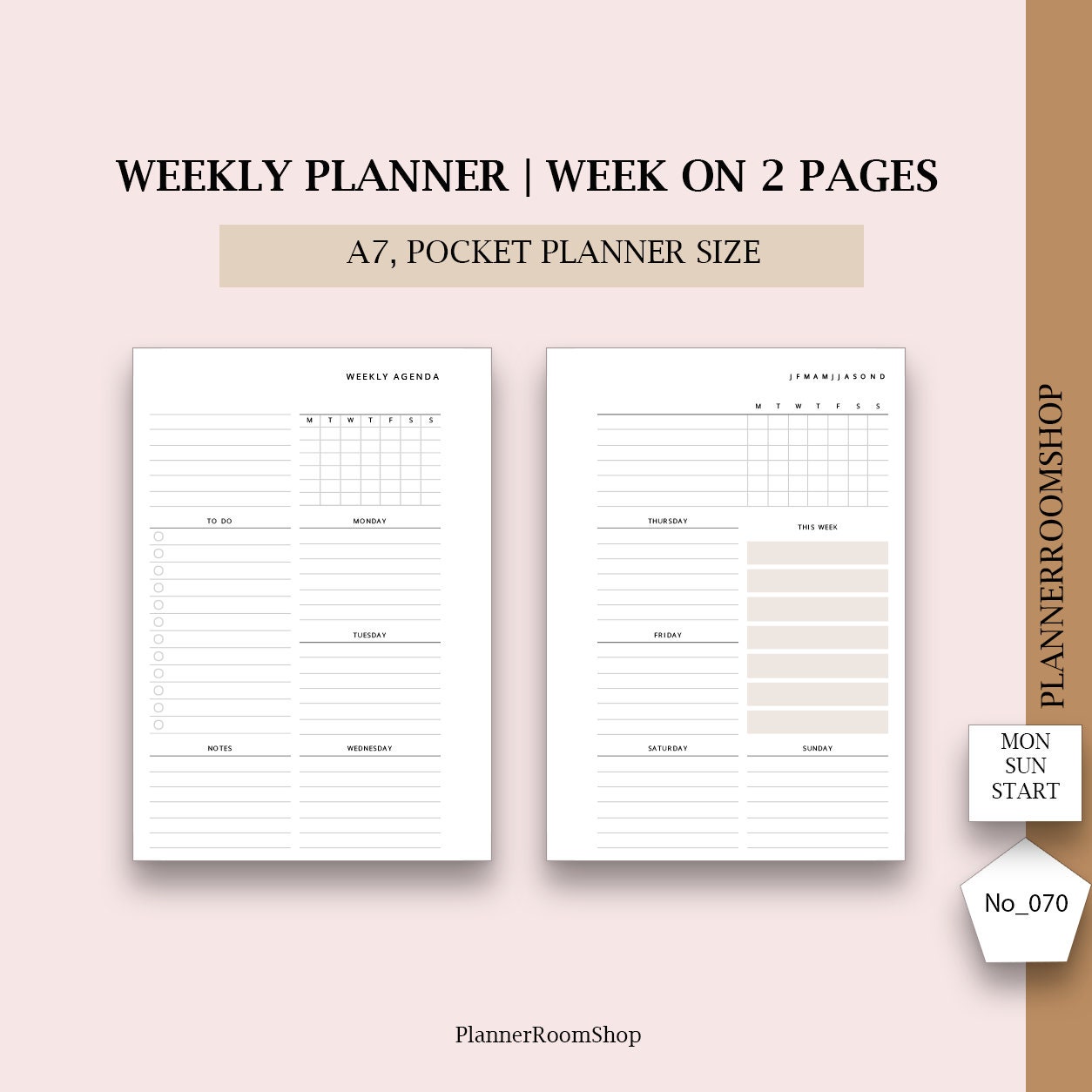 Weekly Schedule Printables for Pocket Size Minimalistic - Etsy