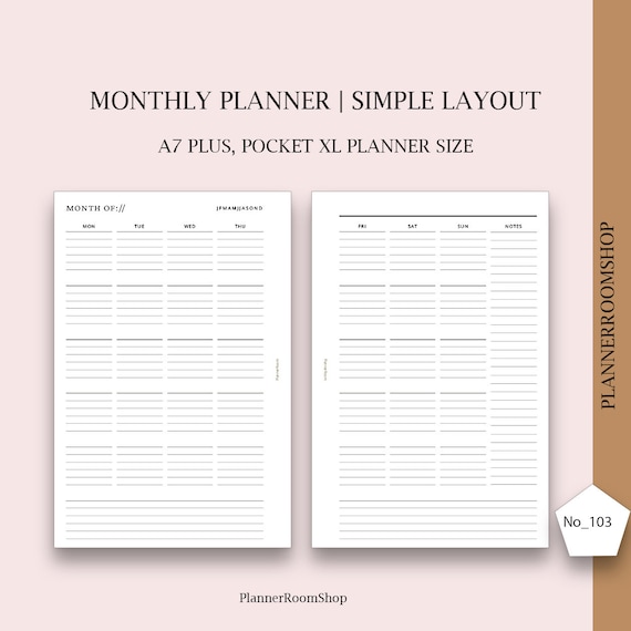 Pocket Monthly Calendar Template