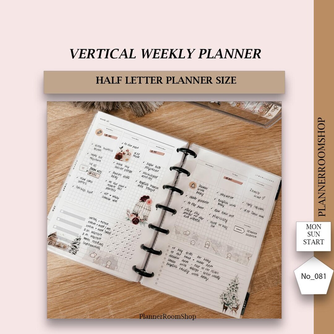 Weekly Planner Inserts, Half Letter Printable, Weekly Small Grid Layout ...