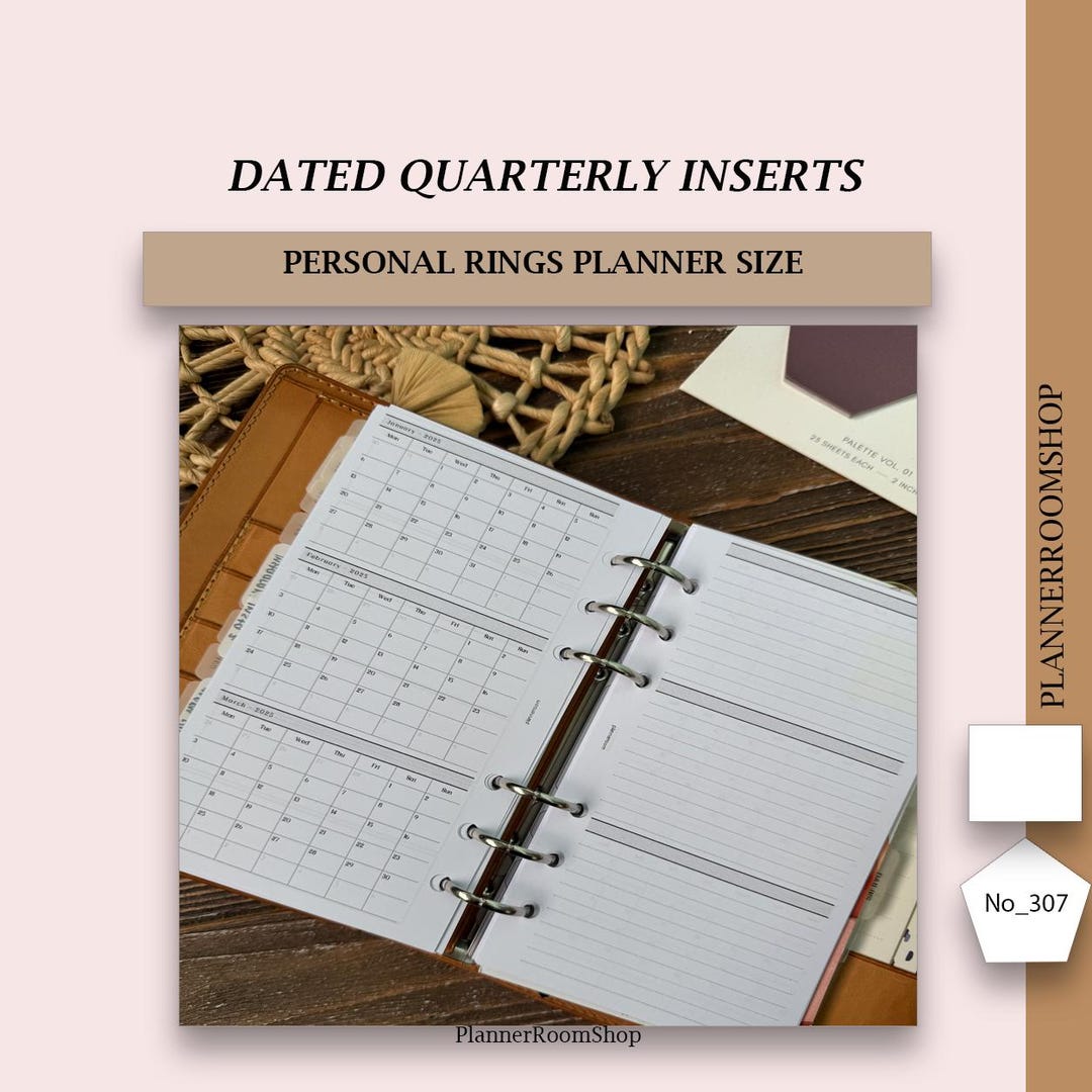 2026 Quarterly Dated Printable Yearly Planner for Personal Rings Size ...