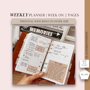 ADHD adult weekly planner for Personal Wide, Week on 2 Pages,  WO2P Horizontal Weekly Planner, Printable Personal Wide planner refill, 042