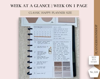 Dashboard Layout CLASSIC Happy Planner Printable Insert, Dashboard Layout Weekly Undated Happy Planner Refill Printable Inserts, 028