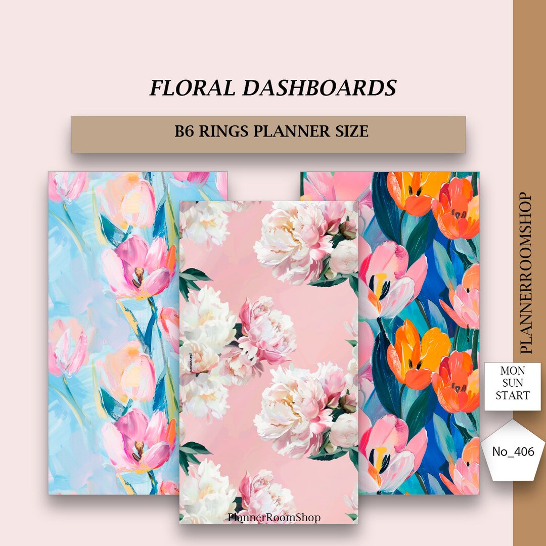 Printable Dashboards Planner Cover, Vellum Dashboard, Floral Printable ...
