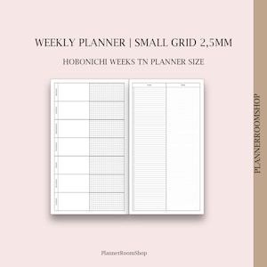 Hobonichi weeks TN weekly planner, Weekly overview, Small grid refill, Minimalist inserts, Travelers Notebook digital refill