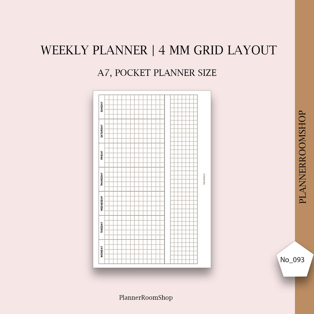 Week on 1 Page, WO1P, A7 Pocket Planner, Horizontal Weekly Planner