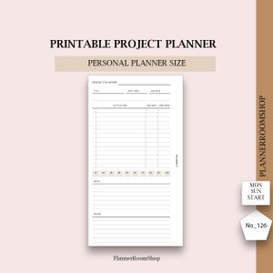 Personal rings printable project planner, Goals planning, Productivity planner, Progect management, work planner, Project report, 126