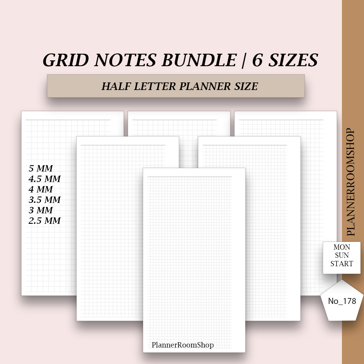Printable Notes Inserts | Half Letter Planner Size | Notes Grid Layout ...