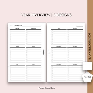 Pocket Size Calendar Printable, Year at A Glance, Yearly Calendar ...